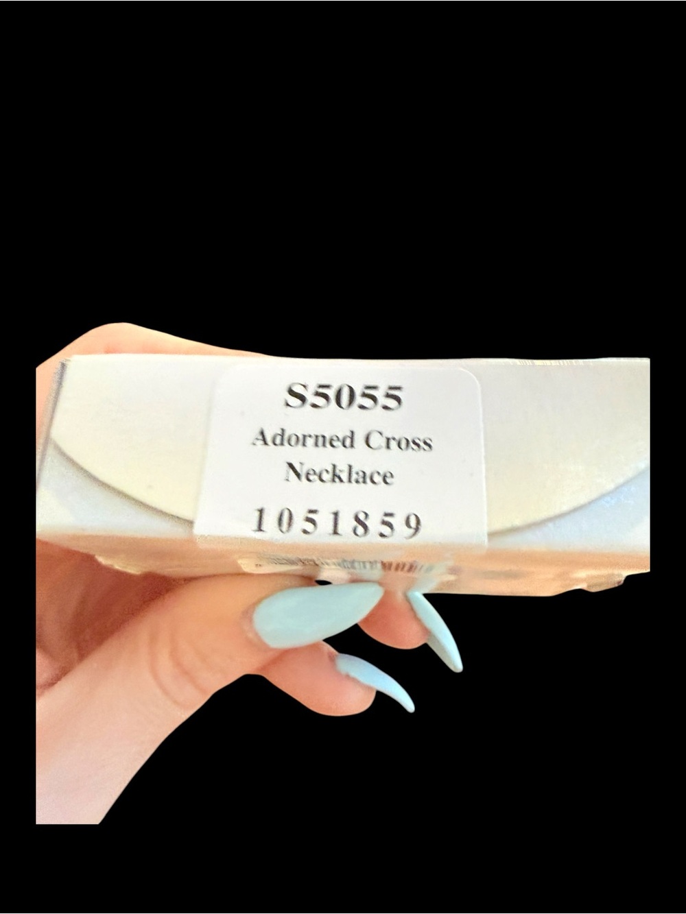 Designs Silver Faux Pearl Adorned Cross Necklace - Picture 6 of 7